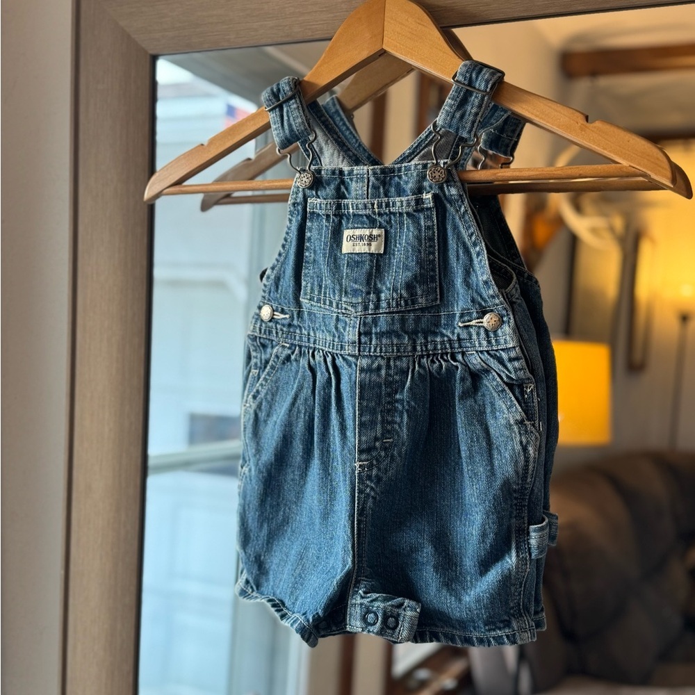 Blue Denim Oshkosh Girls Overall Bubble Romper 12 months cotton